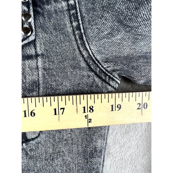 Rebecca Minkoff Womens Cropped Black Denim Jacket W/ Button Front Size Medium - Picture 5 of 14